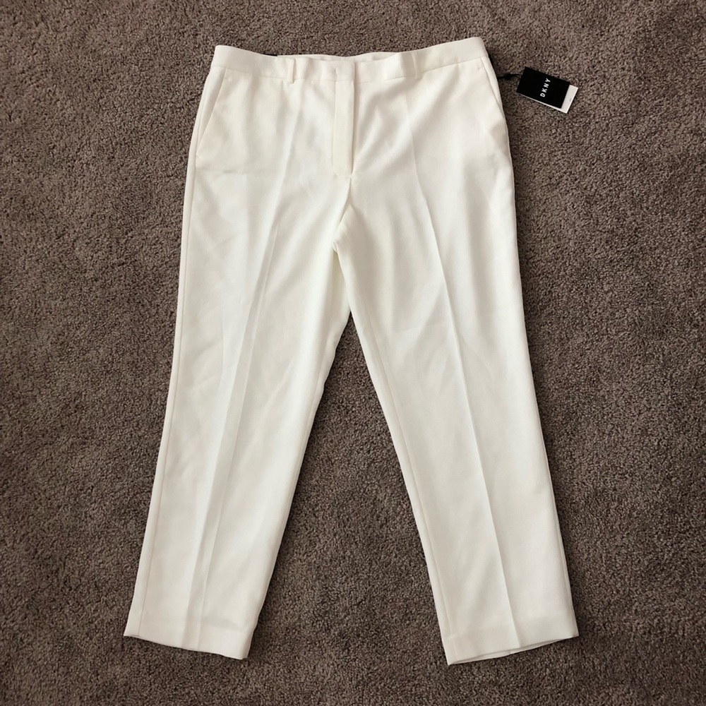 DKNY Pants Womens Size 16 The Essex Ankle Textured White
